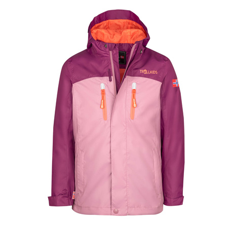 Kurtka przeciwdeszczowa dziecięca dla dziewczynki Trollkids Girls Nusfjord Jacket orchid/mulberry/peach (421-226)