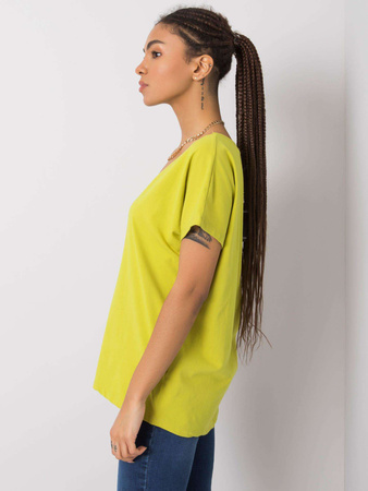 Bawełniany t-shirt V-neck limonkowy (RV-TS-4832.40P)