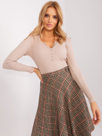 Wyprzedaż - Beżowa bluzka w prążek BASIC FEEL GOOD  (RV-BZ-9209.36P)