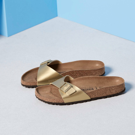 Klapki damskie Birkenstock Madrid Birko-Flor Gold narrow wąskie złote (1016107)