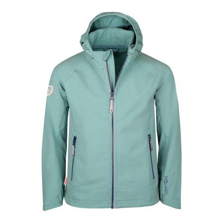 Kurtka z rozciągliwym stretchem dziecięca dla dziewczynki Trollkids Girls Kvalvika Jacket glacier green/navy (329-319)