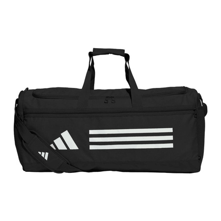 Torba sportowa TR DUFFLE M BLACK/WHITE na ramię z regulowanym paskiem średnia pojemność czarna (HT4747)