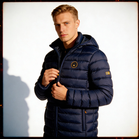 Kurtka męska Geographical Norway AMIGOBADGE LONG HOOD DB NAVY MEN 233 NAVY (WY8852H/GN-MARINE)