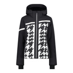 Kurtka narciarska damska CMP Woman Jacket ZIp Hood sportowa z kapturem czarna/biała (33W0306/32ZP)