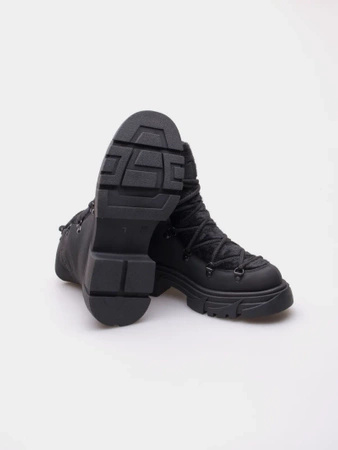 Wyprzedaż - Buty zimowe damskie Big Star ocieplane botki wysokie za kostkę czarne (MM274572)