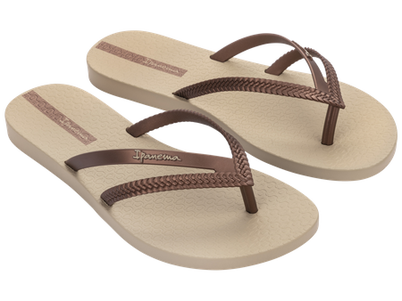 Wyprzedaż - Klapki plażowe damskie Ipanema Bossa Fem na lato beżowe (82067-21975)