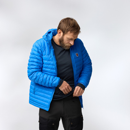 Kurtka zimowa z kapturem męska Fjällräven Expedition Lätt Hoodie M UN Blue puchowa niebieska (F86119-525)