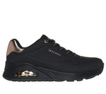 Sneakersy damskie Skechers Uno Shimmer Away czarno-złote buty sportowe (155196-BBK)