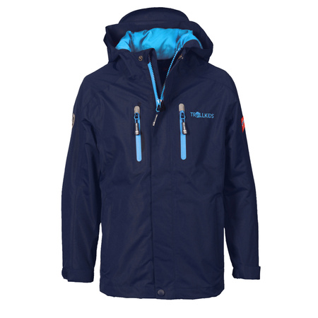 Kurtka przeciwdeszczowa dziecięca dla chłopca/dziewczynki Trollkids Kids Sognefjord Jacket PRO navy/light blue (431-110)