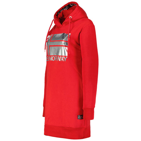 Wyprzedaż - Długa bluza damska z kapturem Geographical Norway Fabienne Red DB Lady czerwona (WW4561F/GNO-RED)