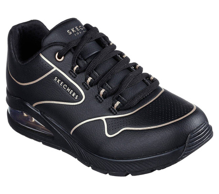 Wyprzedaż - Damskie sneakersy sportowe Skechers UNO 2 GOLDEN TRIM czarne (155637-BKGD)
