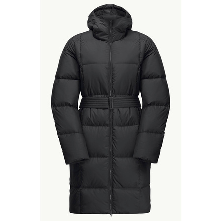 Kurtka damska czarna puchowa Jack Wolfskin FROZEN LAKE COAT W black Down Insulated wiatroszczelna (1206132_6000)