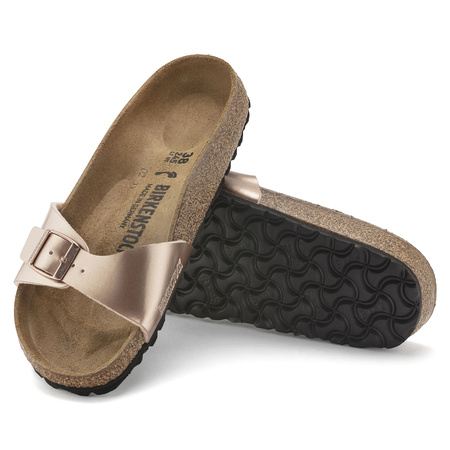 Klapki Birkenstock Madrid damskie Birko-Flor Narrow Copper na wąską stopę złoty róż (1023927)