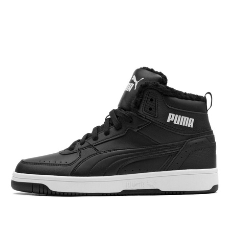 Sneakersy zimowe męskie Puma Rebound JOY Fur wysokie czarne buty za kostkę (375576-01)