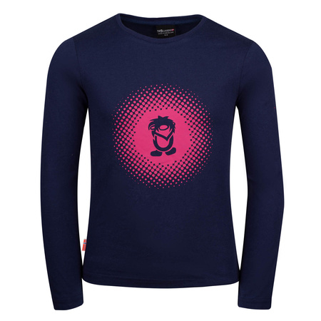 Bluzka ongsleeve bawełniana dziecięca dla dziewczynki Trollkids Girls Pointillism Longsleeve navy/magenta (345-114)