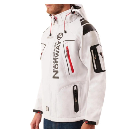 Kurtka sportowa męska Geographical Norway Techno MEN 056 BS3 szybkoschnąca z kapturem biała (WU1060H/GN)