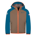 Kurtka ultralekka przejściowa dziecięca dla chłopca/dziewczynki Trollkids Kids Halsafjord Jacket mocca brown/atlantic blue/glow orange (616-822)