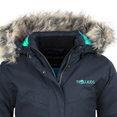 Kurtka ocieplana dziewczęca wodoodporna Trollkids Girls Oslo Coat XT zimowa granatowa (180-609)