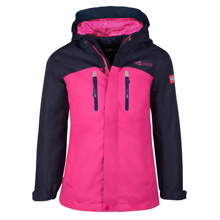 Kurtka przeciwdeszczowa dziecięca dla dziewczynki Trollkids Girls Nusfjord Jacket navy/magenta (421-114)