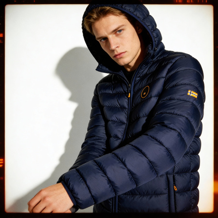 Kurtka męska Geographical Norway AMIGOBADGE LONG HOOD DB NAVY MEN 233 NAVY (WY8852H/GN-MARINE)