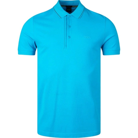 Koszulka Polo męska BOSS Paule 4 Turquoise/Aqua bawełniana slim fit turkusowa (50506195-442)