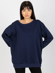 Granatowa gładka bluza bez kaptura oversize   (VI-BL-094.03P)