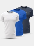 T-shirty męskie 4F 3-pak koszulek bawełnianych wielokolorowe biały/niebieski/granatowy (57985/4FWSS24TTSHM1895-91S)
