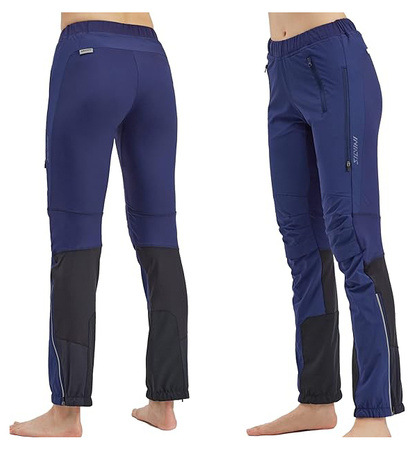 Wyprzedaż - Spodnie biegowe damskie Silvini Women Bottoms Soracte WP1145 wiatroszczelne z oddychającego materiału granatowe (3218-WP1145/3208)