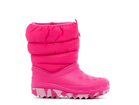 Śniegowce dziecięce Crocs Classic Neo Puff Boot T zimowe buty dla dzieci ortalionowe różowe (207683-PINK)