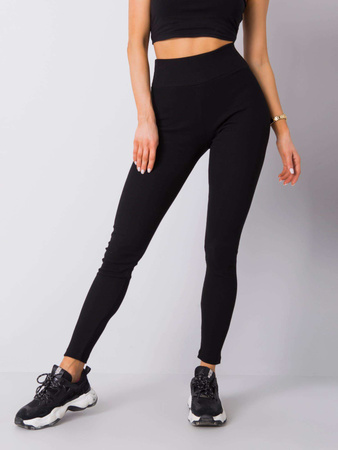 Czarne legginsy basic w prążek (RV-LG-6379.11X)