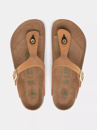 Japonki damskie Birkenstock Gizeh Vegan BS Birko-Flor Nubuck brown brązowe regular szerokie (1025062)