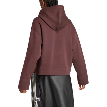 Bluza z kapturem damska adidas Premium Essentials Short Hoodie Shadow Brown kangurka brązowa (IK5805)