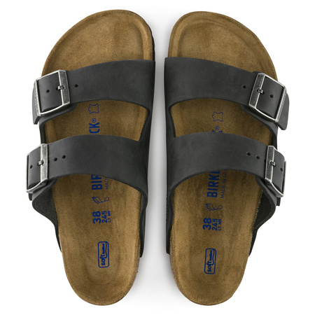 Klapki skórzane na lato Birkenstock Arizona Soft Footbed Oiled Leather regular szerokie damskie/męskie (752481)