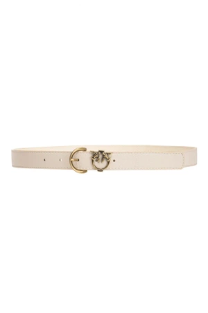 Wyprzedaż - Skórzany pasek z klamrą Pinko TAMBORIL H3 BELT 102820-A158 beżowy (2.5 cm)
