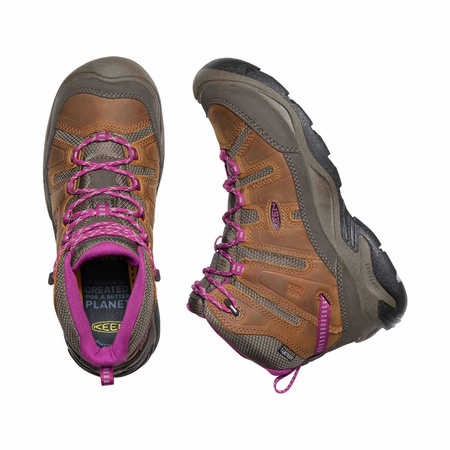 Buty trekkingowe damskie Keen Circadia wodoodporne outdoorowe skórzane brązowe (KE-1026765)