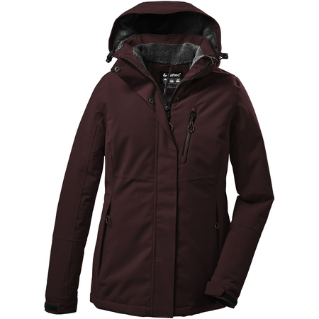Wyprzedaż - Kurtka z kapturem outdoorowa damska Killtec KOW 140 parka techniczna zimowa bordowa (37411/447)