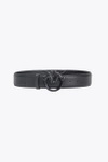 Skórzany pasek z klamrą Pinko LOVE BERRY H3 BELT 100125-A1K2 czarny (3 cm)