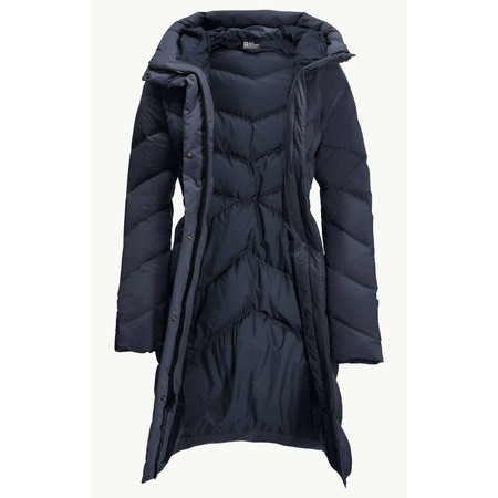 Wyprzedaż - Kurtka zimowa damska Jack Wolfskin MARIENPLATZ COAT W night blue Down Insulated granatowa  (1206971_1010)