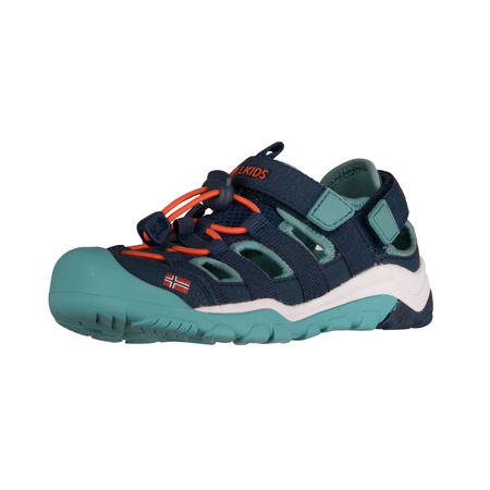 Sandały sportowe dziecięce dla chłopca/dziewczynki Trollkids Kids Kristiansand Sandal XT dark navy/dusky turquoise/glow orange (665-110)