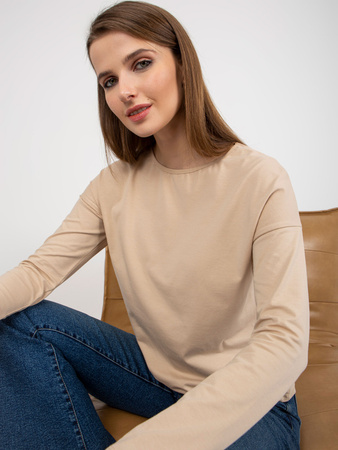 Beżowa bluzka longsleeve z bawełny BASIC FEEL GOOD  (RV-BZ-5121.18)