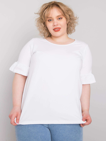 Biała bluzka plus size z ozdobnymi rękawami (RV-BZ-6635.18X)