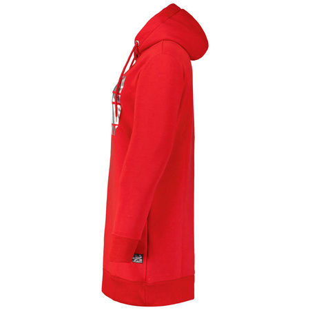 Wyprzedaż - Długa bluza damska z kapturem Geographical Norway Fabienne Red DB Lady czerwona (WW4561F/GNO-RED)