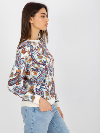 Ecru-niebieska bluza w orientalne wzory bez kaptura  (TO-BL-2702.19)