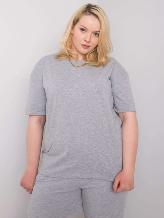 Szary t-shirt plus size z bawełny (RV-TS-6318.00X)