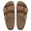 Klapki damskie Birkenstock Arizona Birko-Flor Nubuk Pecan wegańskie standard szerokie (1025006)