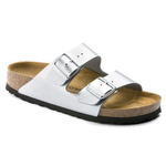 Klapki damskie Birkenstock srebrne Arizona Birko-Flor Silver regular szerokie (1012282)