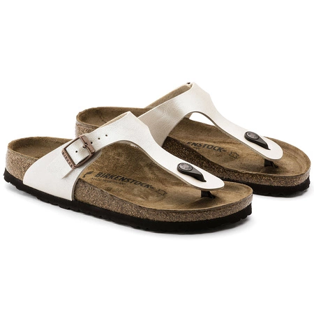 Japonki damskie ecru Birkenstock Gizeh BF Graceful Pearl White narrow wąskie (0943873)