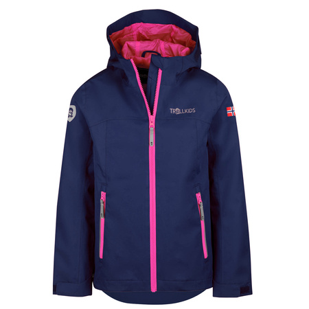 Kurtka przeciwdeszczowa dziecięca dla chłopca/dziewczynki Trollkids Kids Telemark Jacket navy/magenta (390-114)