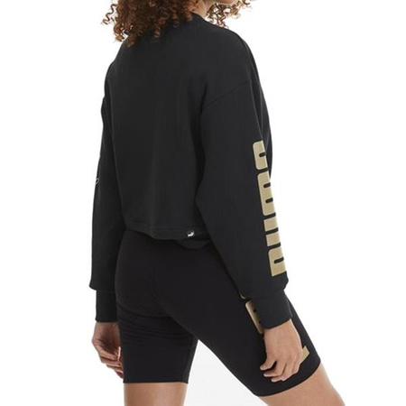 Bluza sportowa damska PUMA REBEL CREW SWEAT TR krótki krój nierozpinana z logo na rękawach czarna (581755-51)
