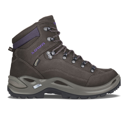 Wyprzedaż - Buty trekkingowe damskie szare Lowa RENEGADE GTX MID Ws schiefer/brombeere Gore-Tex trapery skórzane nieprzemakalne szare (320945 7937)